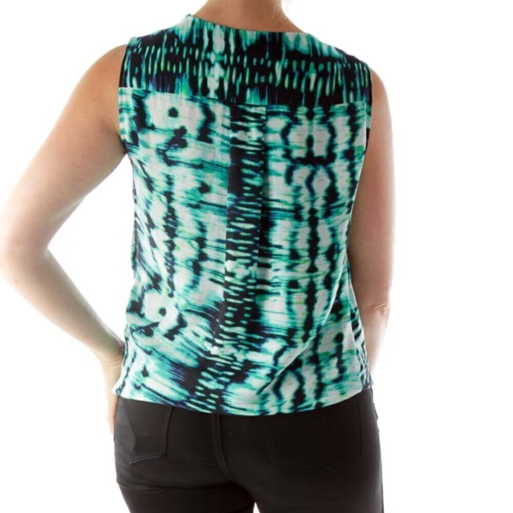 OCTAVI Green Black White Buttoned Print Blouse - Picture 3 of 3